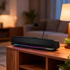 Soundbar para PC Gamer com LED Microfone Integrado USB 14W RMS KP-RO856