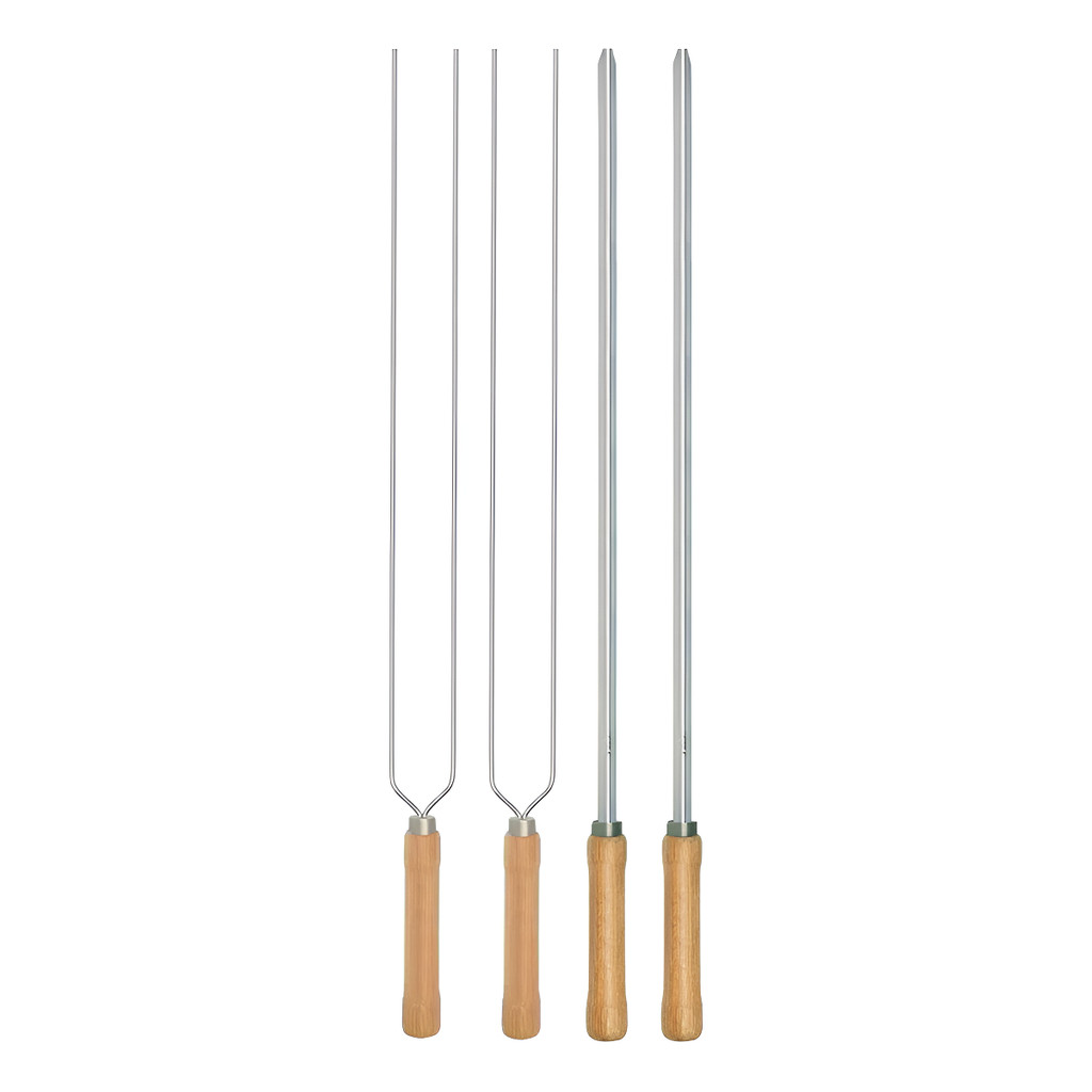 Kit Preparo Churrasco 4pcs Churrasqueira Espetos 65cm