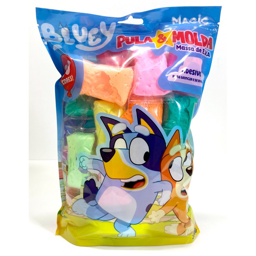 Massa de Modelar EVA Pula e Molda 300g com Adesivos - Bluey