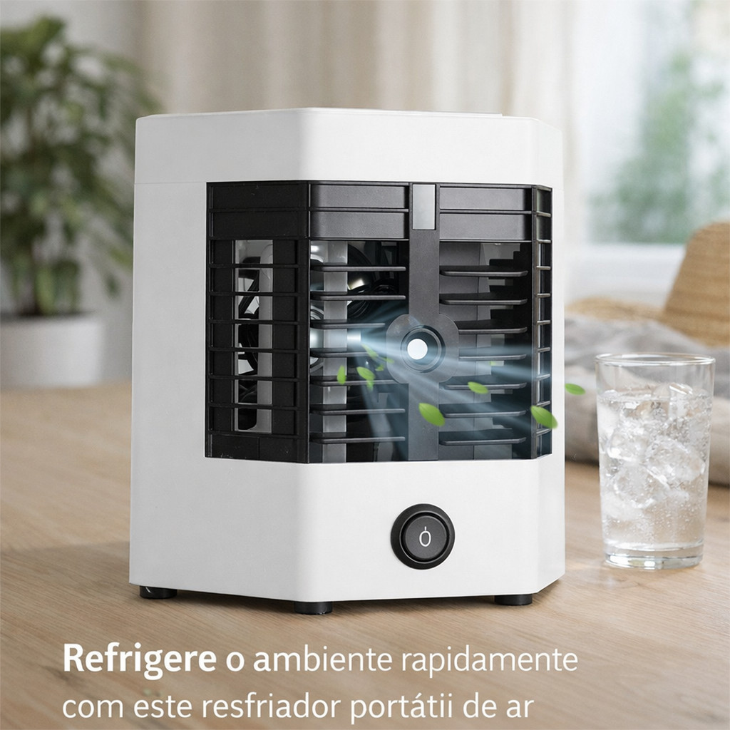 Mini Ar Condicionado Climatizador Usb Portátil Umidificador Cor Branco E Cinza Voltagem 110V em Oferta na Shopee
