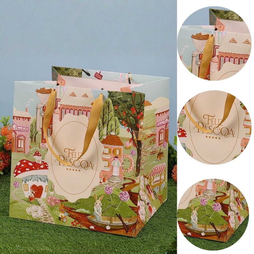 10 SACOLA PÁSCOA GRANDE 27X23X26CM VILA ENCANTADA 5463 ( PASCOA JANGO 2026 )