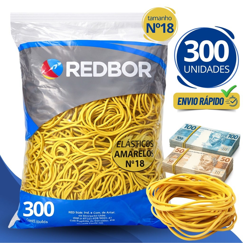 300 Elásticos De Borracha Pacote Nº18 Liga Liguinha Gominha Elástica P/ Dinheiro Comércio
