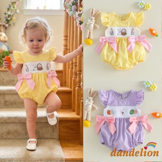 Macacão Infantil De Páscoa Para Meninas , Manga Voadora , Gola Redonda , Coelhinho Fofo , Bordado , Estampa Xadrez , Laç em Oferta na Shopee