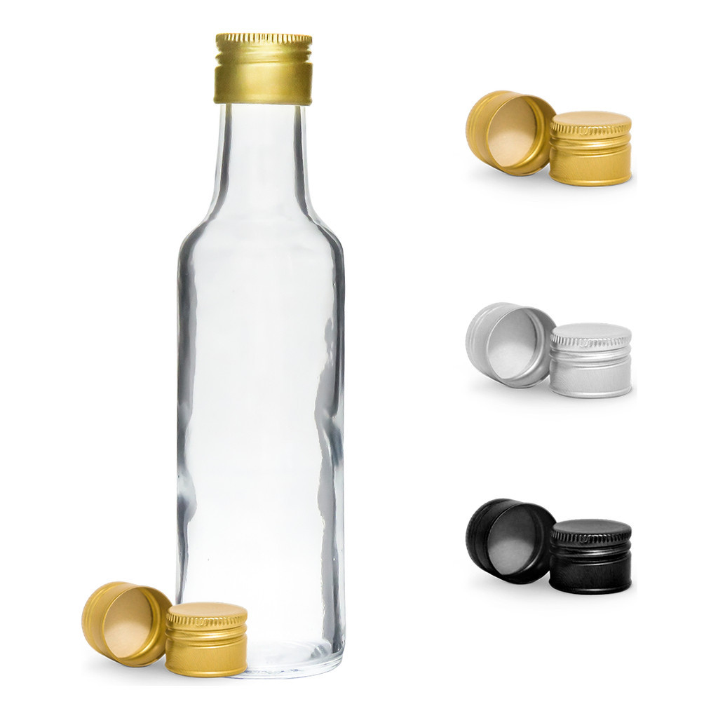 12 Garrafas Cilíndricas 250ml Com Tampas Metálicas E Lacres em Oferta na Shopee