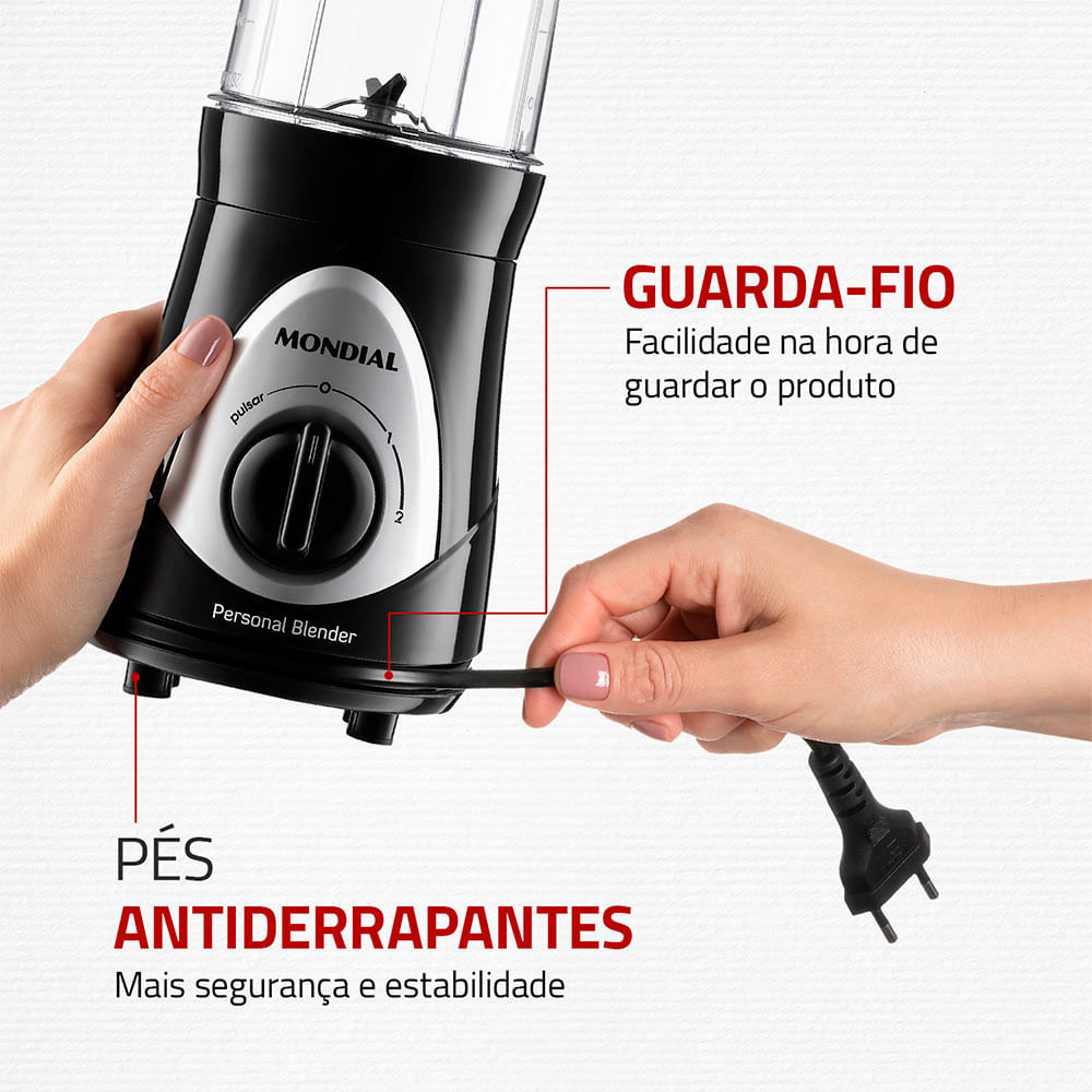 Personal Blender, Mondial, Preto/Prata, 300W, 220V – DG-01