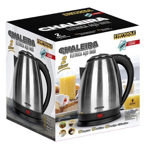 Chaleira Elétrica Inox 2 Litros super Rápida Segurança 220v / 110v Cozinha Moderna Jarra Elétrica
