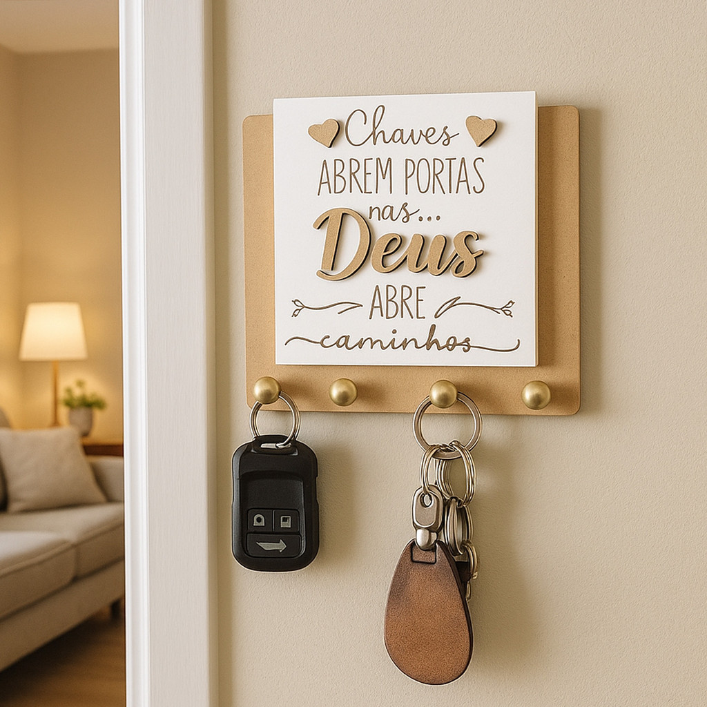 Porta Chaves Religioso Motivacional Decorativo em MDF Chaves Abrem Portas Mas Deus Abre Caminhos em Oferta na Shopee