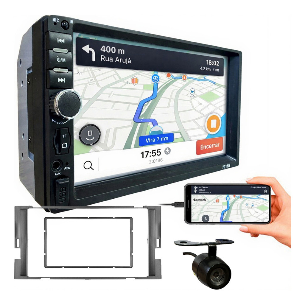 KIT CENTRAL MULTIMIDIA MP5 7 POL CÂMERA DE RÉ NISSAN SENTRA MARCH VERSA 2014 A 2019 em Oferta na Shopee