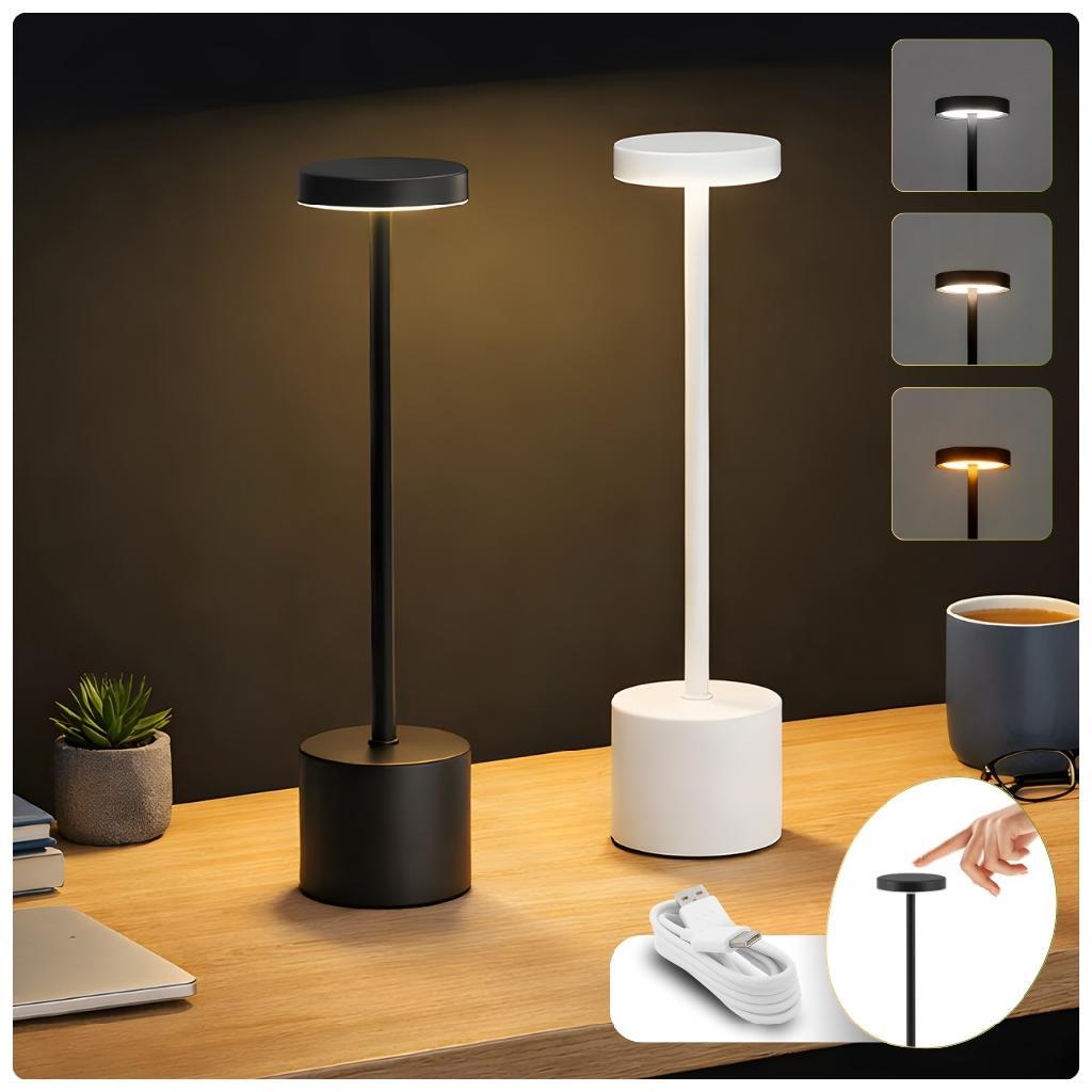 Luminária Mesa - Preta Luminária Mesa Abajur Led 3 Cores Dimerizável Sem Fio Recarregável Luz Ajustável
