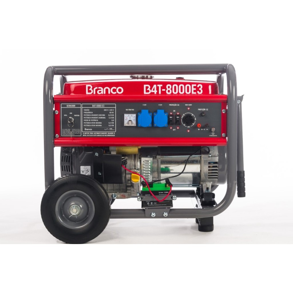 Gerador à Gasolina 6,5Kva Trifásico 380V Partida Elétrica B4T-8000E3 380 Branco