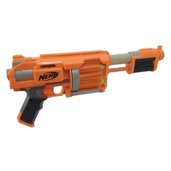 LANÇADOR NERF DART TAG COM TAMBOR ROTATIVO LARANJA - USADO