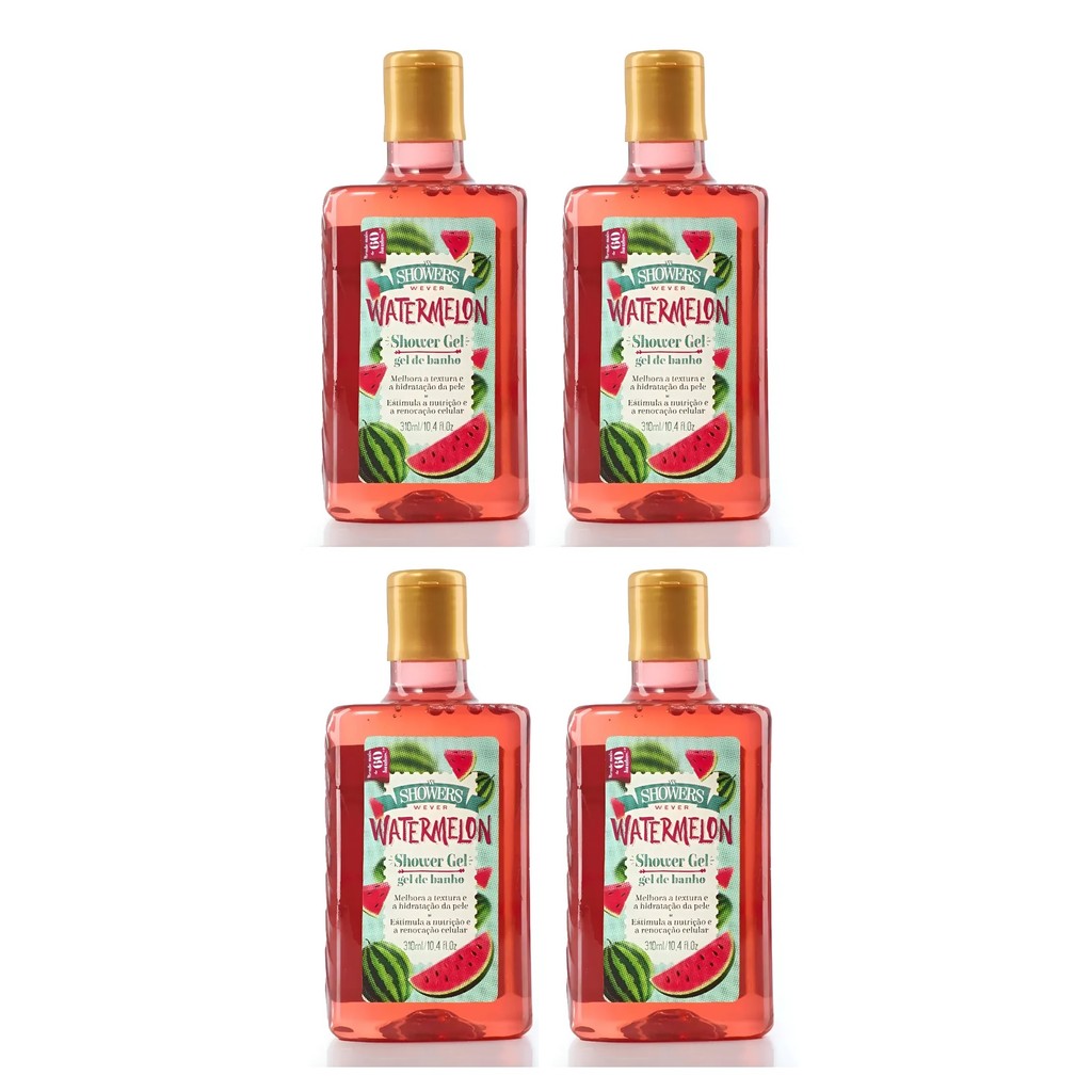 Kit 4 Gel de Banho Watermelon Showers Wever Melancia 284g