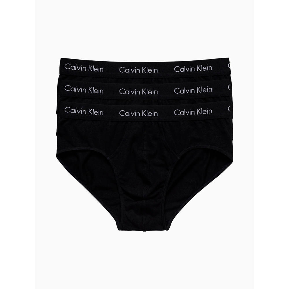 Kit 3 Cuecas Brief Clássica Cintura Baixa Calvin Klein Underwear - Preto