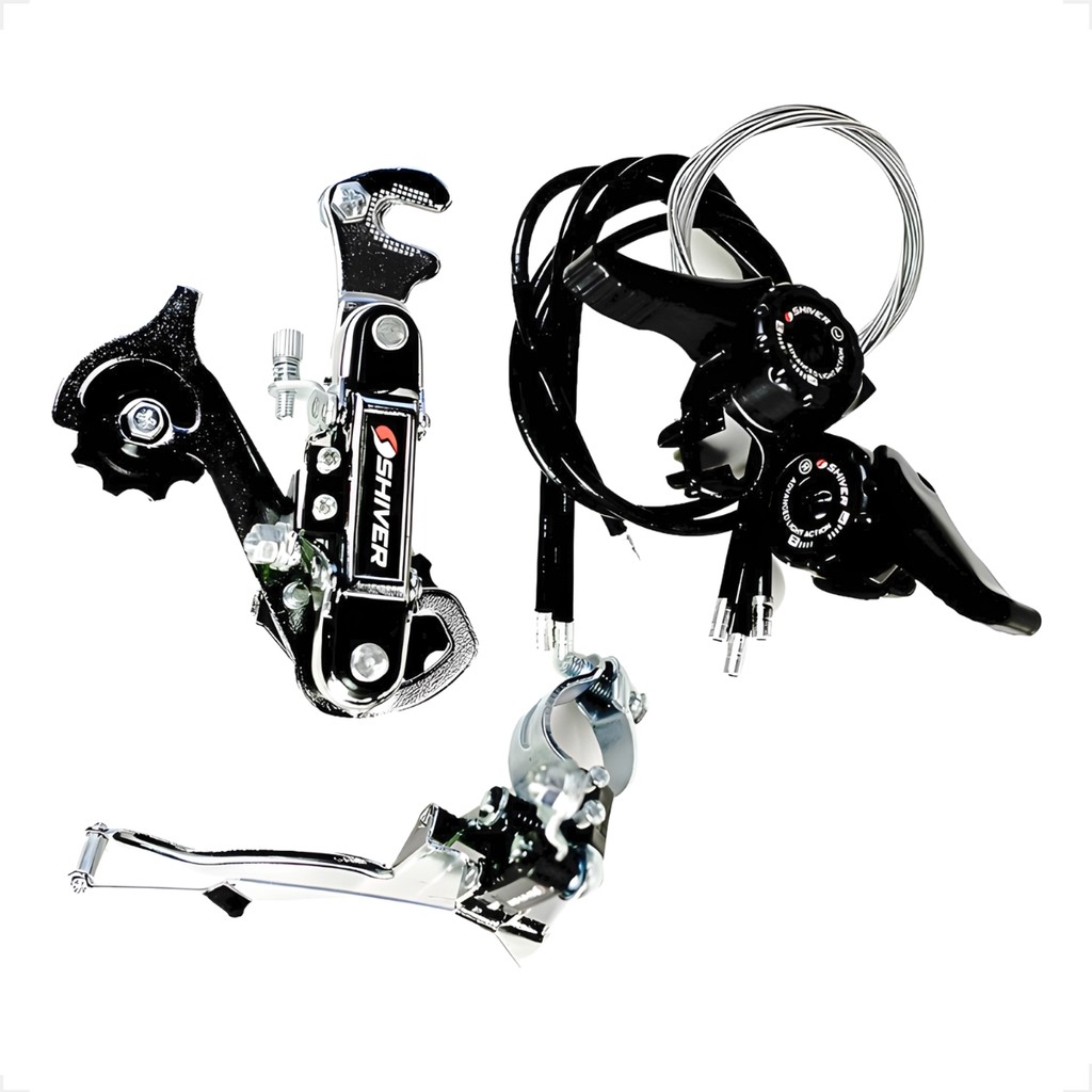 Kit Relação 18 Marchas Câmbio Dianteiro Traseira Alavancas Bicicleta 18v 6v