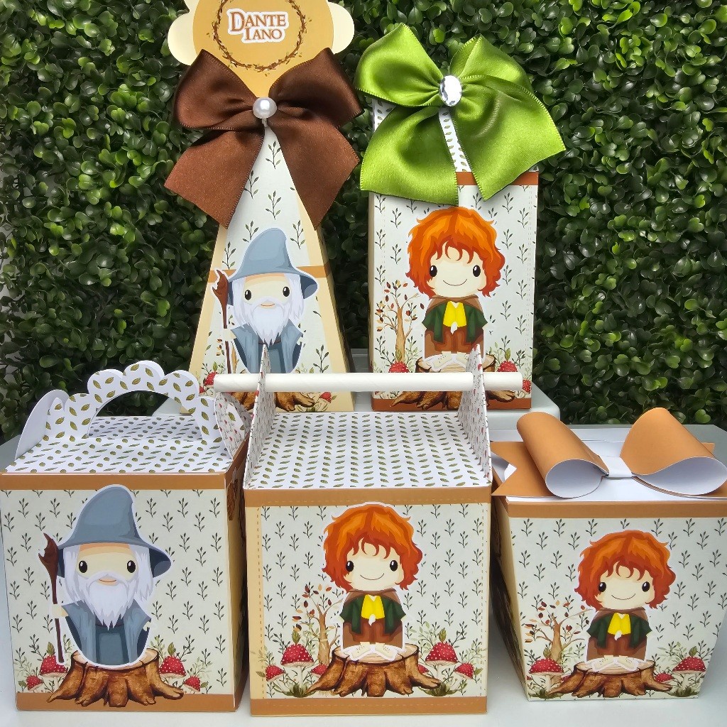 Kit Caixa Montada HOBBIT NO BOSQUE - Personalizados - Festa infantil - Aniversário - Lembrancinha