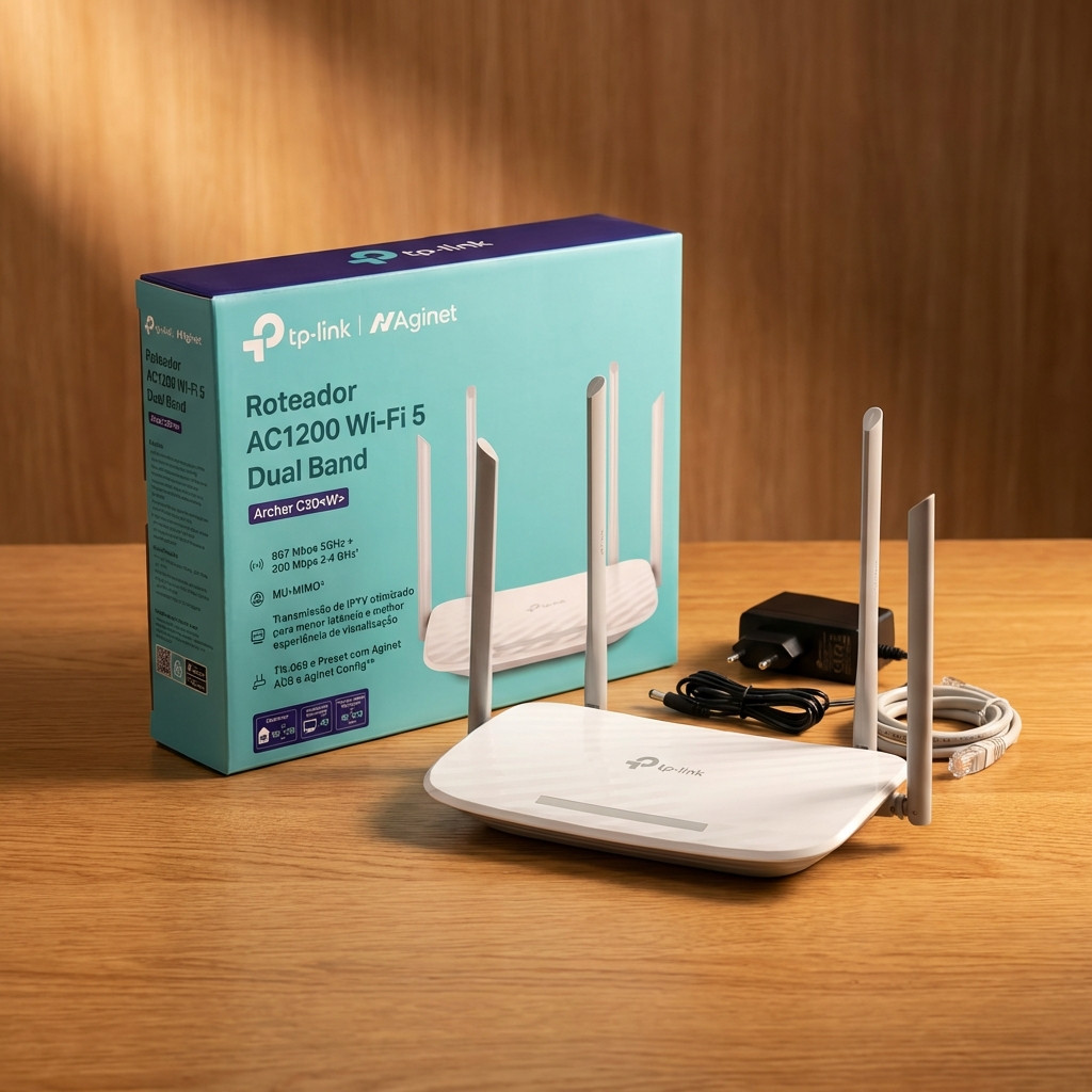 Roteador Tp-link Wireless Dual Band Archer C20W AC1200 WIFI 5 Função Repetidor, 4 Antenas - v6.8