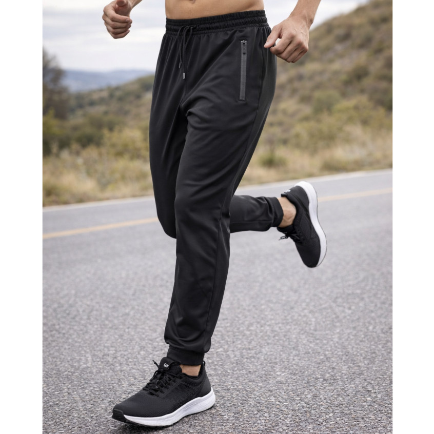 Calça Jogger Preta Dry Fit Com Fitas Esportiva