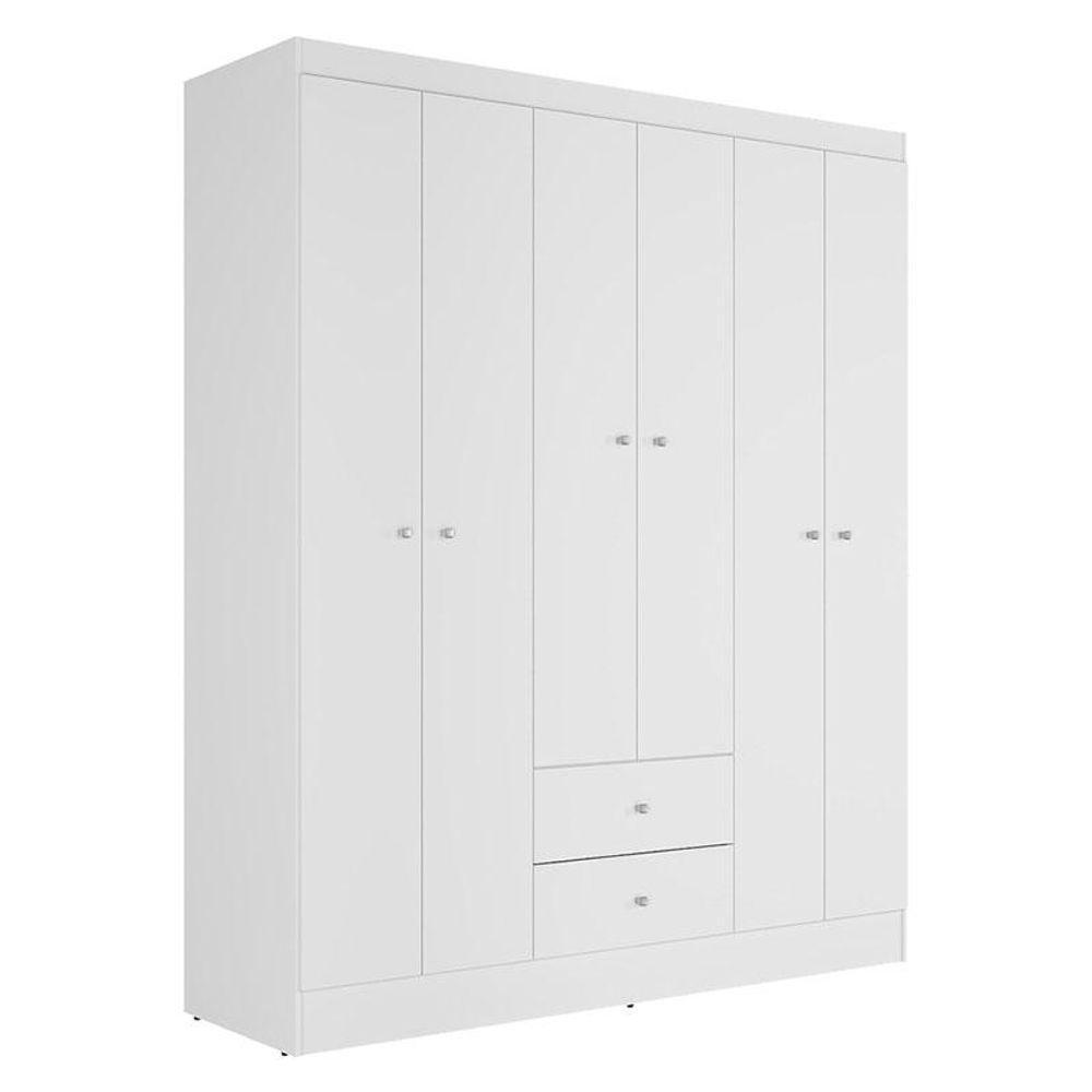 Guarda Roupa Solteiro Versa 6 Portas Branco Rosa Fosco - Kits Paraná em Oferta na Shopee