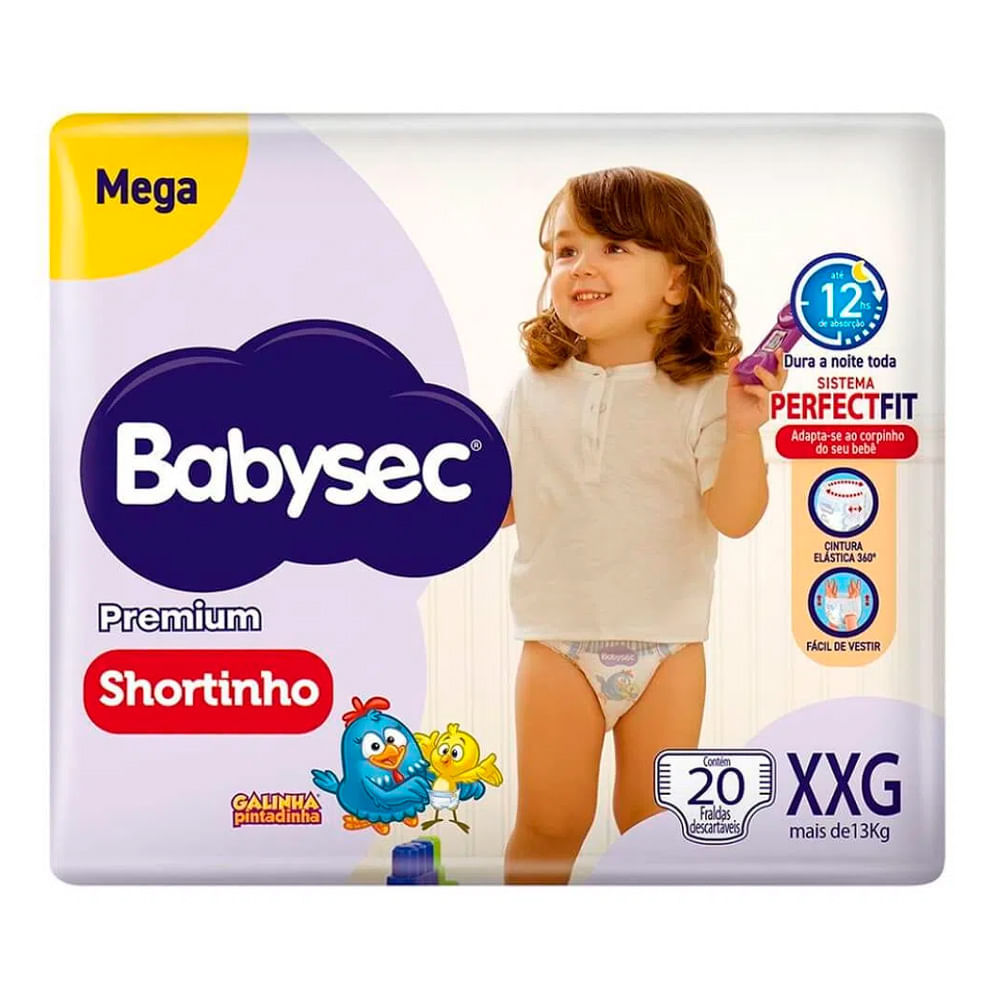 Fralda Shortinho Babysec Premium Tamanho XXG com 20 Fraldas Descartáveis em Oferta na Shopee