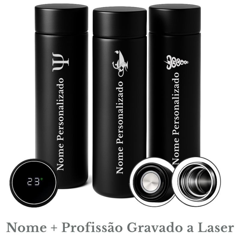 Garrafa térmica Personalizada Todas Profissões + Nome Digital 500 ML Inox