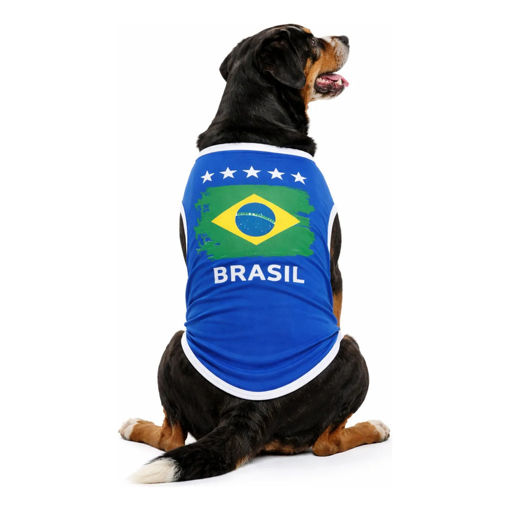 Camiseta Pet Copa Do Mundo Brasil Seleção Shitzu Golden Cães Tamanho 0 ao 16