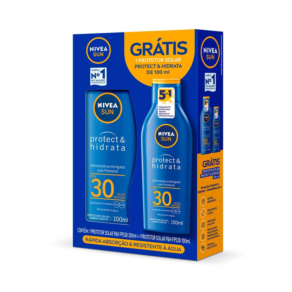 Kit Protetor Solar Nivea Sun Protect & Hidrata FPS 30 Loção 200ml e Ganhe Protetor 100ml em Oferta na Shopee