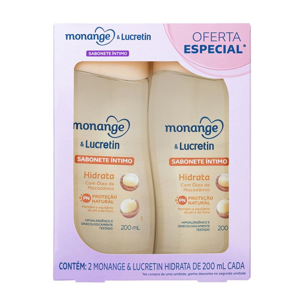 Kit Sabonete Líquido Íntimo Monange & Lucretin Hidrata em Oferta na Shopee