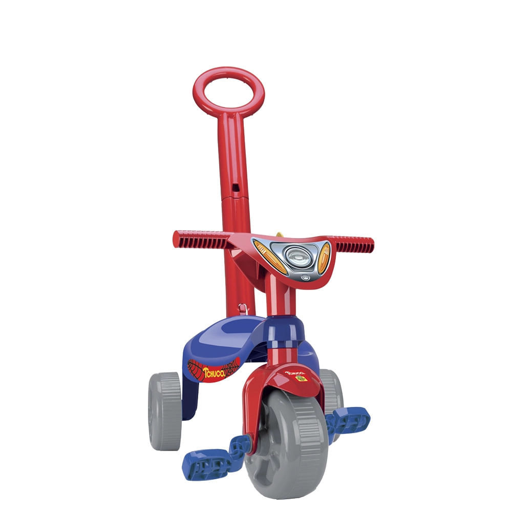 Triciclo Infantil Samba Toys Tchuco Heróis Super Teia com Haste em Oferta na Shopee