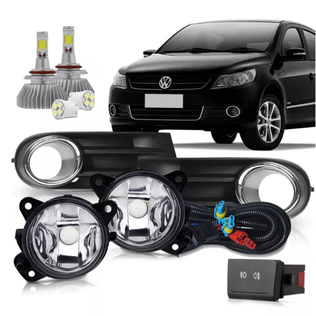 Kit Farol Milha Gol Voyage Saveiro G5 09 A 13 Policarbonato+ Led