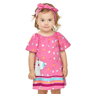 Vestido Bebê Menina Com Faixa Para Cabelo Elian Rosa em Oferta na Shopee