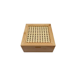 Caixa Decorativa Palha Indiana E Bambu 4 Nichos - Oikos