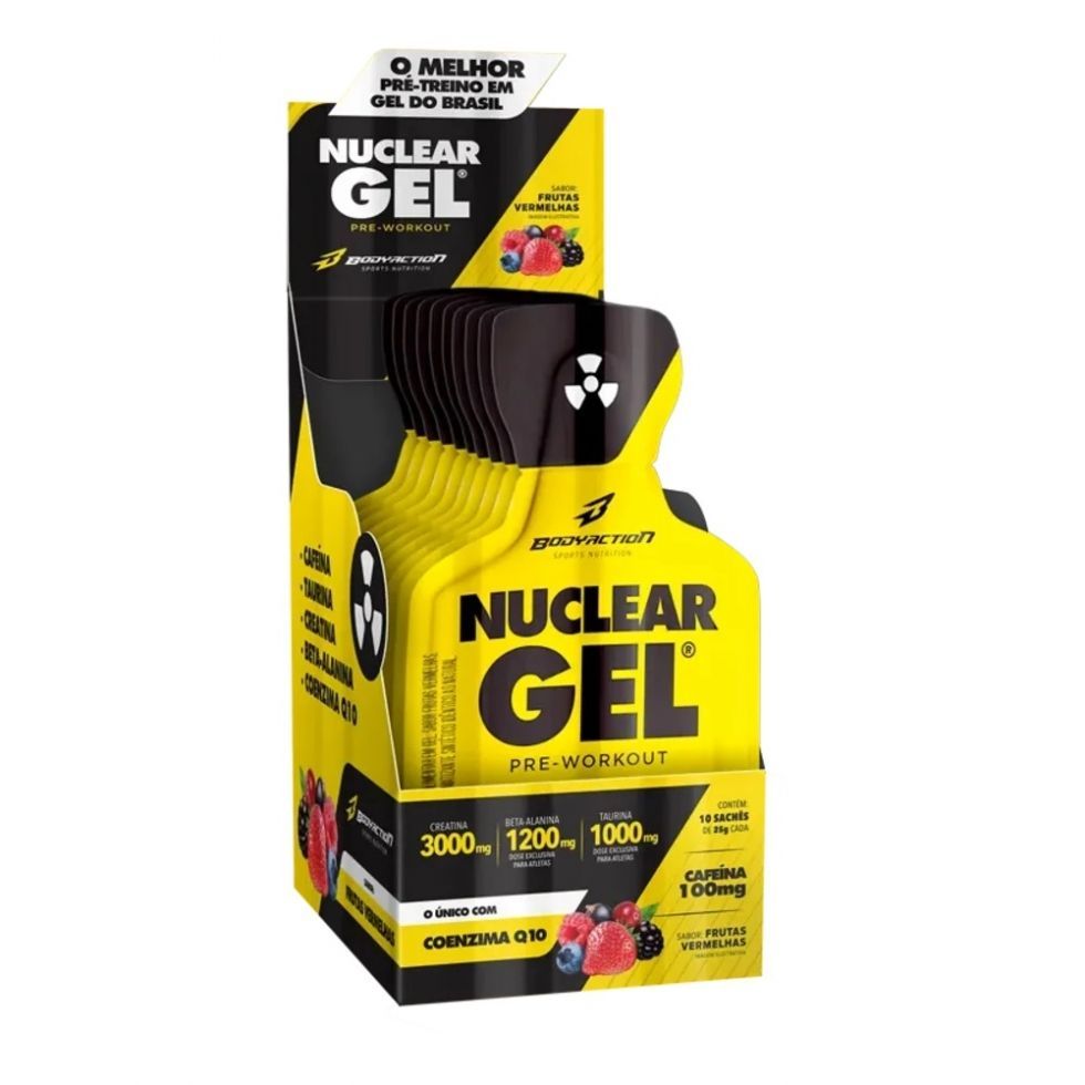 Nuclear Rush Gel Display 10 Saches 25g Guarana Pre Treino Gel Cafeina Taurina