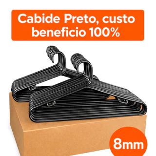 Kit 100 Cabides Preto 8mm, Adulto Reforçado Organizadores Para Casa Loja Lavanderia.