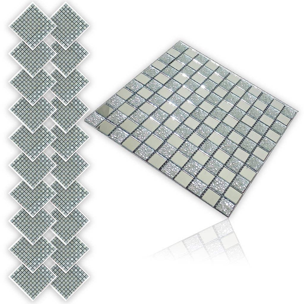 Pastilha De Vidro Adesiva Kit 20 Uni Parede Cozinha Banheiro Sala Decorativa Fácil Aplicacao Moderna Reforma Requintado