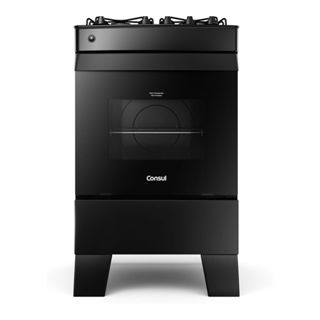 Fogão 4 Bocas Preto Consul com Mesa de Vidro - CFO4VCE em Oferta na Shopee