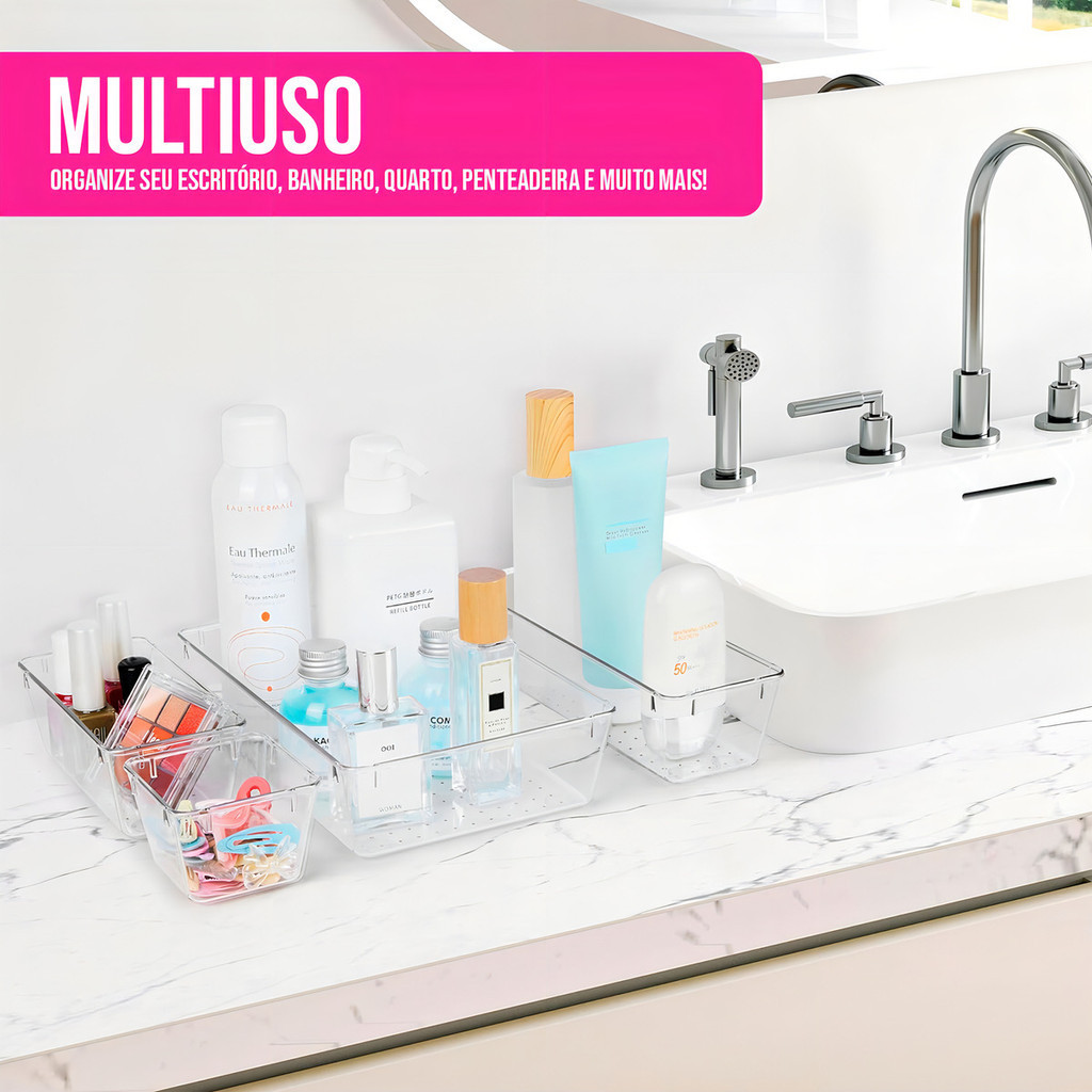 Kit de Organização Doméstica com 25 Peças, Multifuncional, Ideal para Banheiro, Cozinha e Escritório