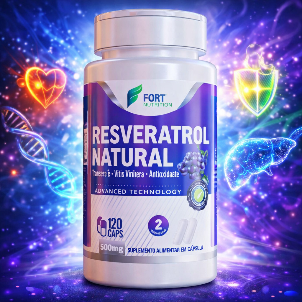 Resveratrol Natural Premium 120 Cáps - Suporte Antioxidante e Longevidade, Pronto Envio.