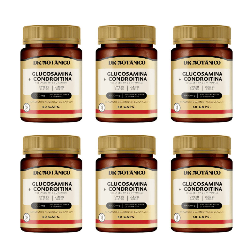 KIT 06 GLUCOSAMINA + CONDROITINA 1000MG 60 CAPS DR. BOTÂNICO
