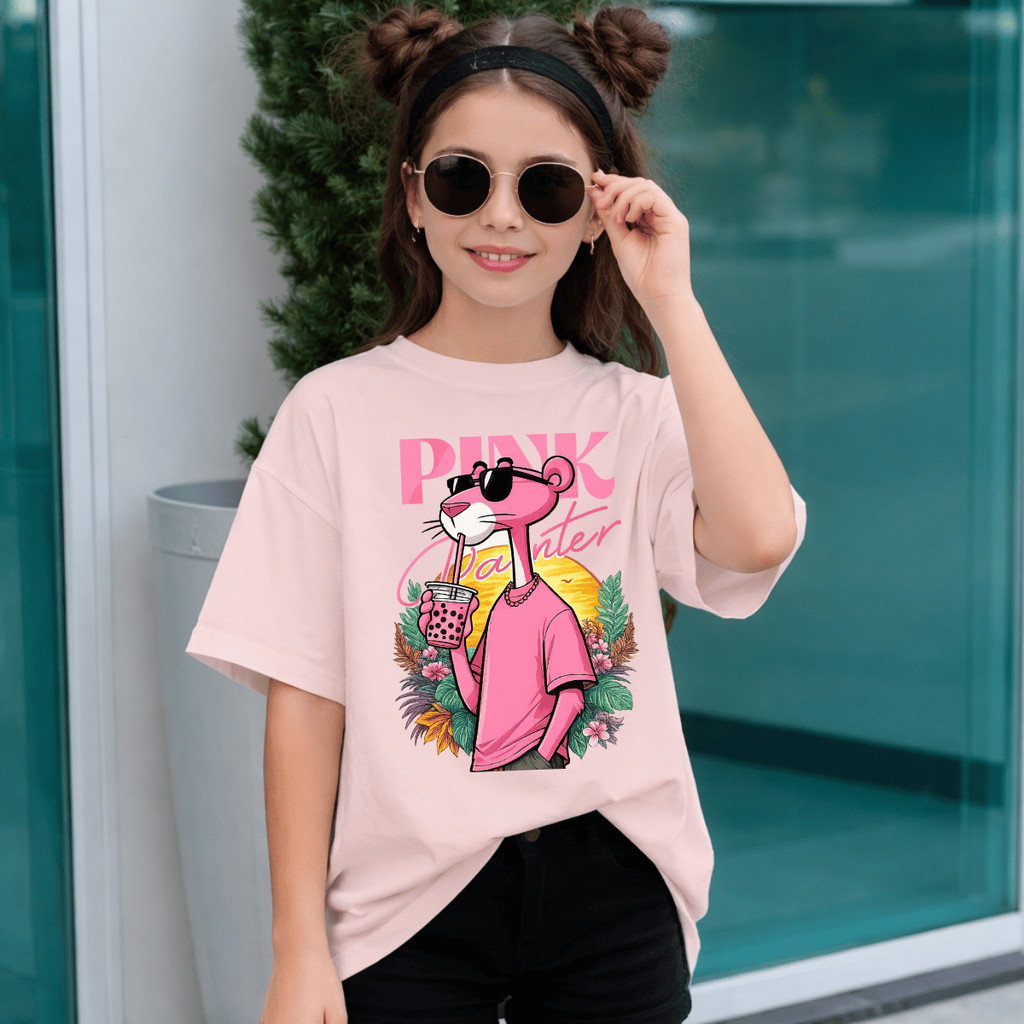 Camiseta Infantil Estampada Pantera Rosa Criança 100% Básica Manga Curta Unissex Masculina e Feminino Básica em Oferta na Shopee