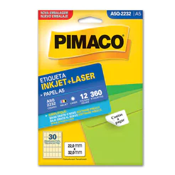 Etiqueta inkjet/laser A5Q2232 com 12 folhas Pimaco