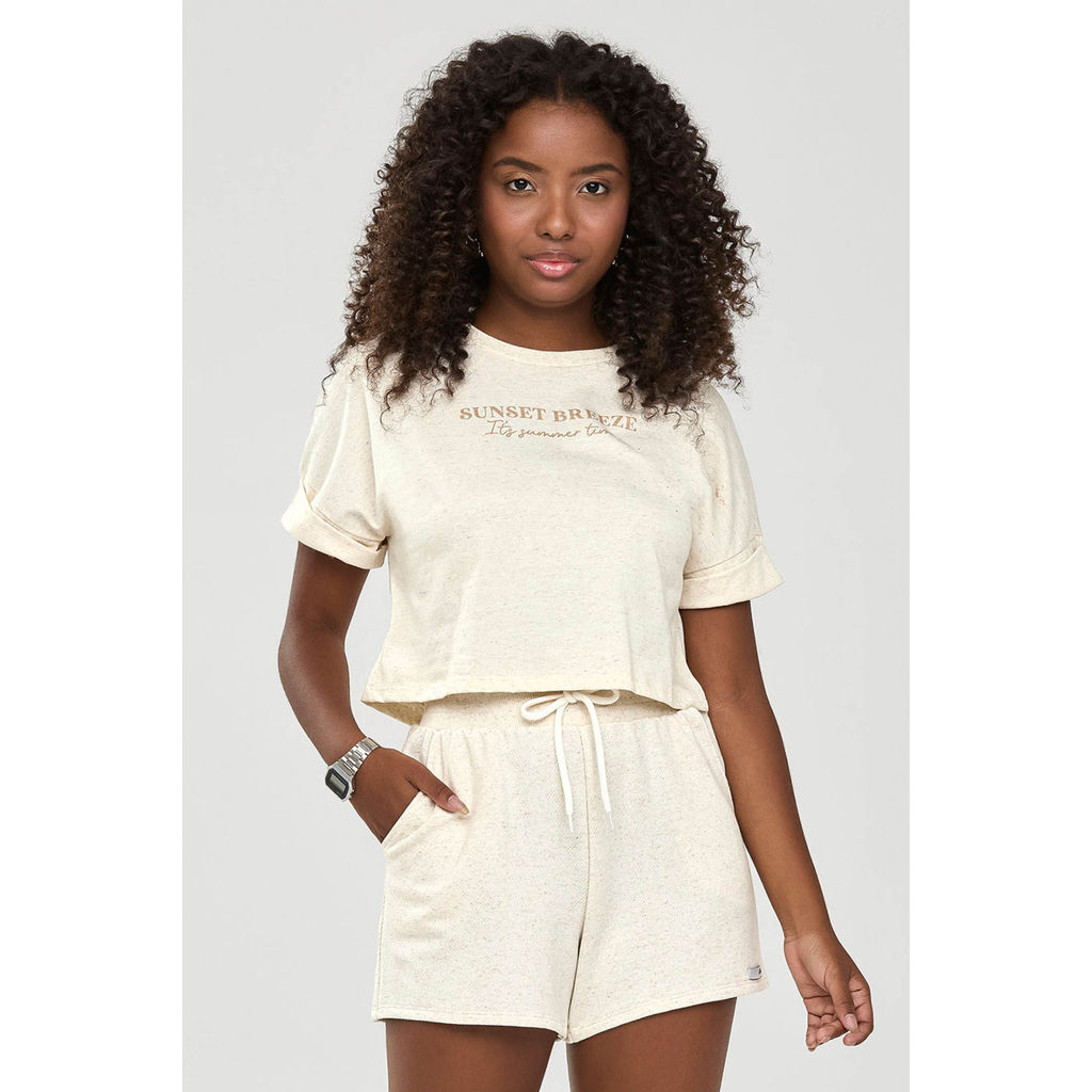 Conjunto Juvenil Menina Malha Linho Beats Bege