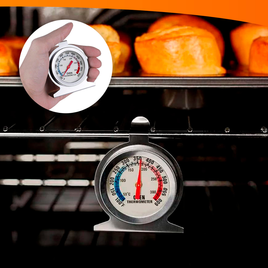 Termômetro Para Forno Aço Inox 40 a 300°C Medidor De Temperatura Forno A Gás Elétrico Salte Oficial