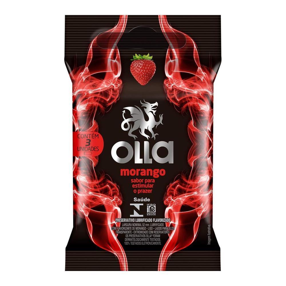 Olla Preservativo  Morango Com 3 Unidades