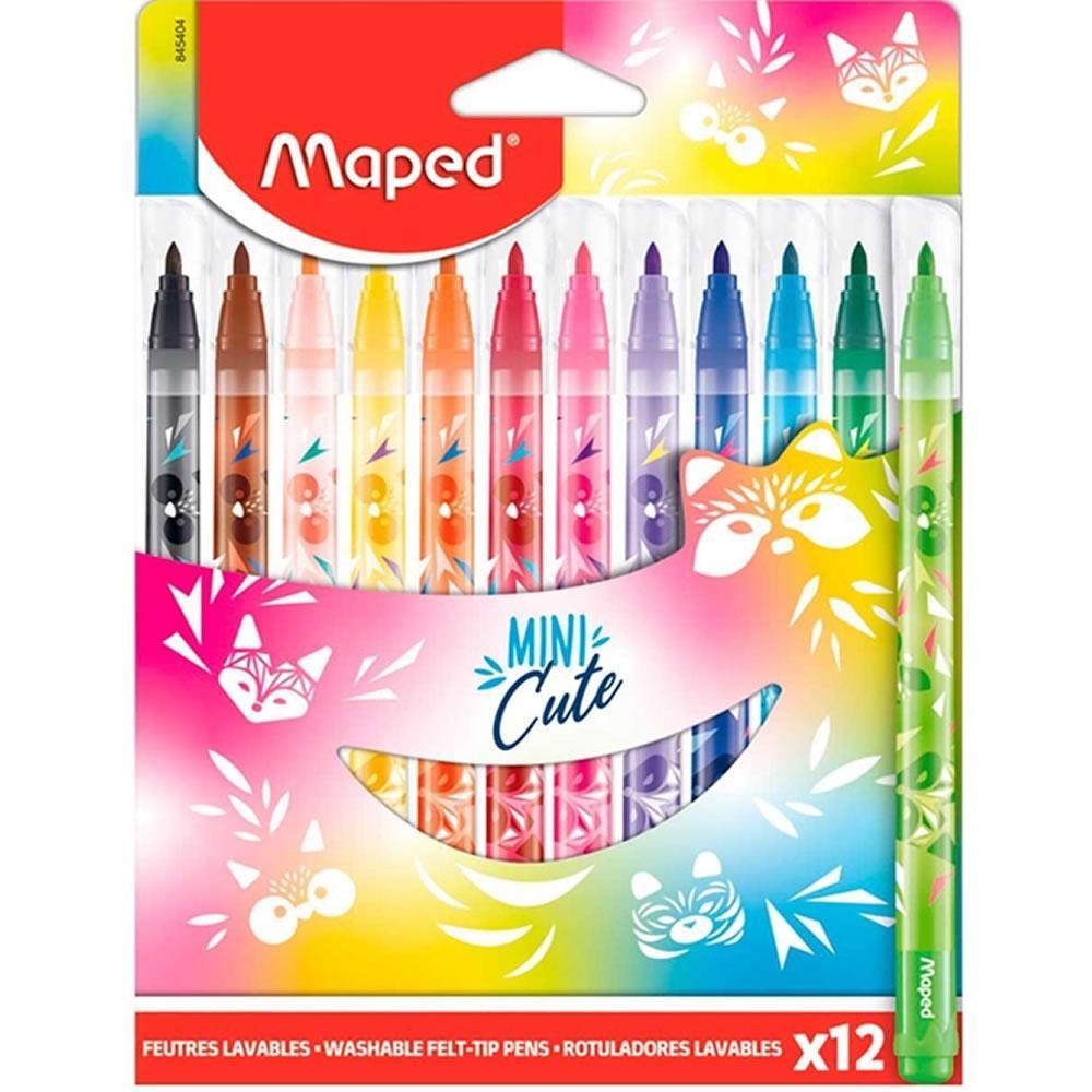 CANETA HIDROGRAFICA MINI CUTE 12 CORES - MAPED - 845404