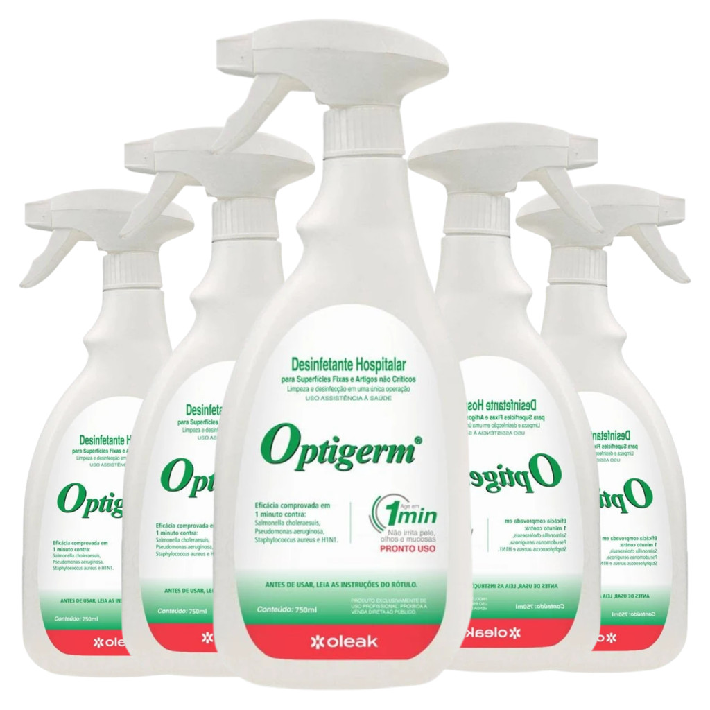 Optigerm Pronto Uso Espuma com Gatilho 750ml Limpador Hospitalar p/ Limpeza Desinfecção de Clínicas