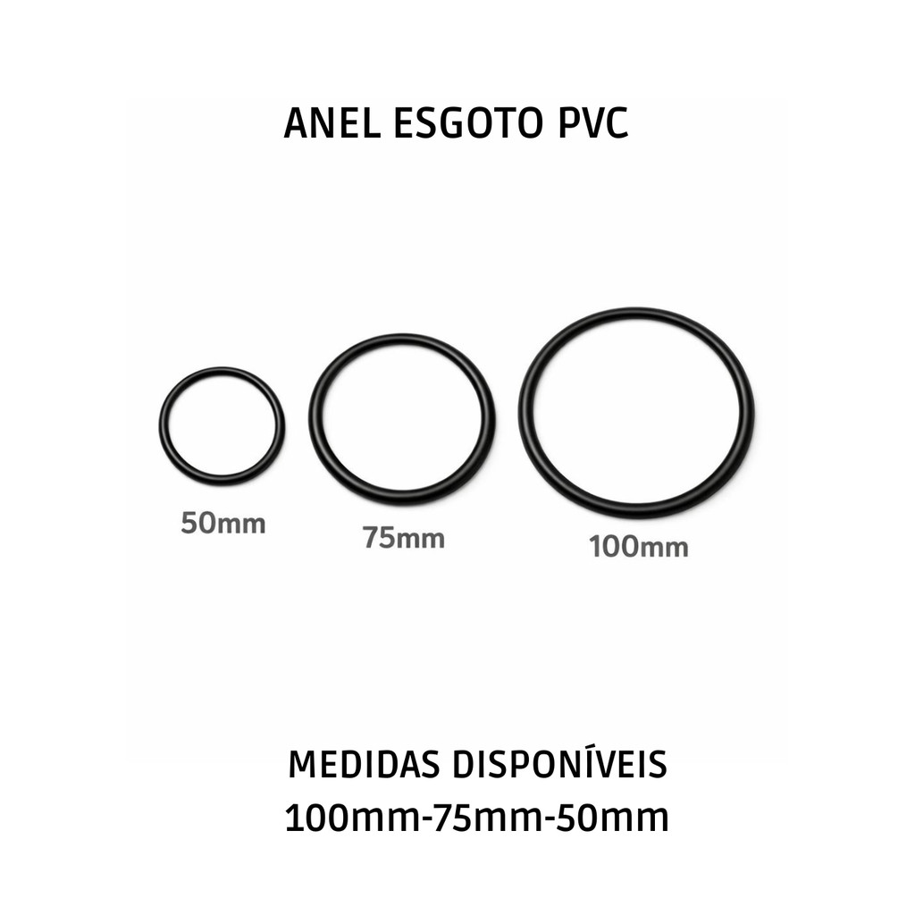 Anel Borracha Vedação Esgoto PVC 50mm 75mm 100mm O-Ring