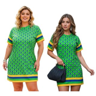 Vestido Camisão Estampa Da Copa Do Brasil E Floral (P ao EXG) Plus Size E Slim,Moda Maior em Oferta na Shopee