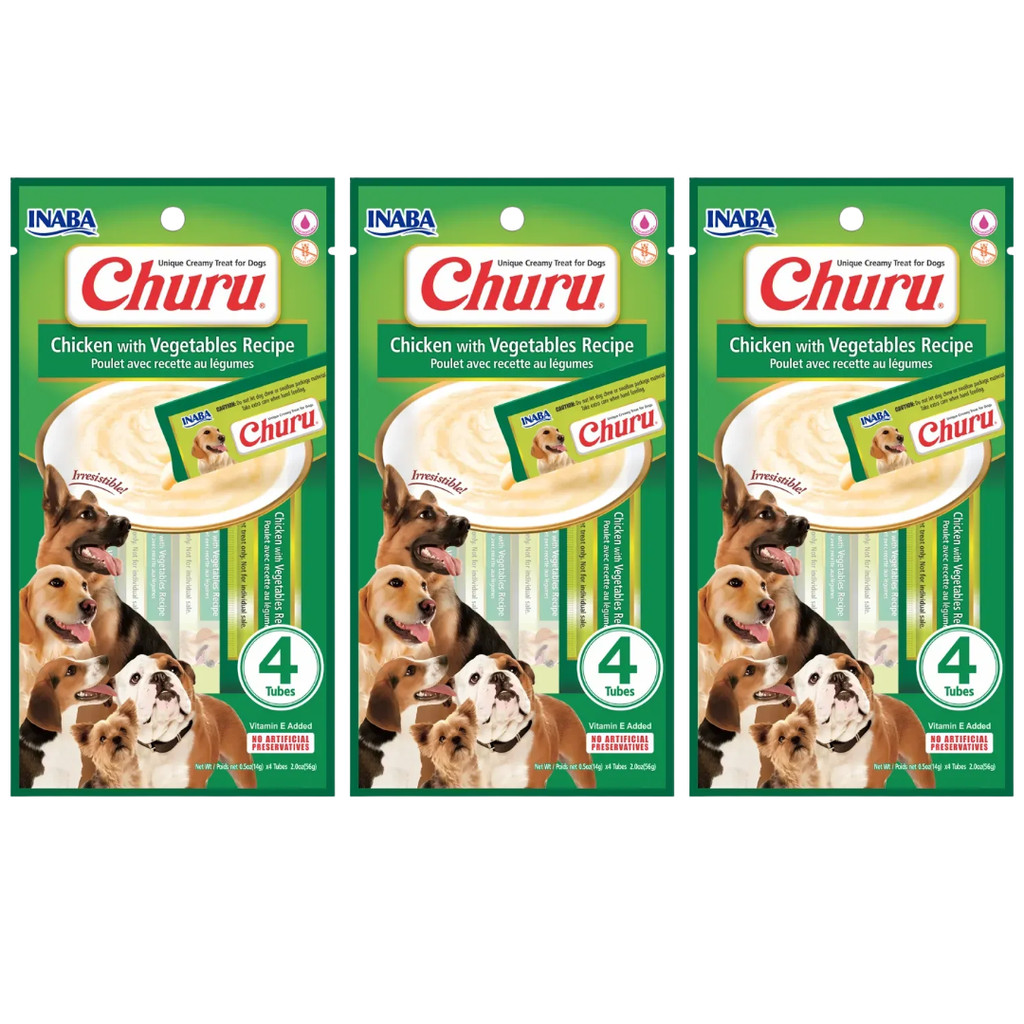Kit 3un Churu Petisco Para Cães Frango Com Vegatis 56 g
