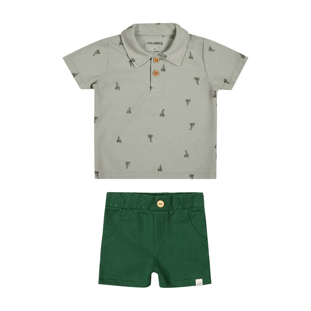 Conjunto Bebê Menino Polo Náutico Colorittá Verde