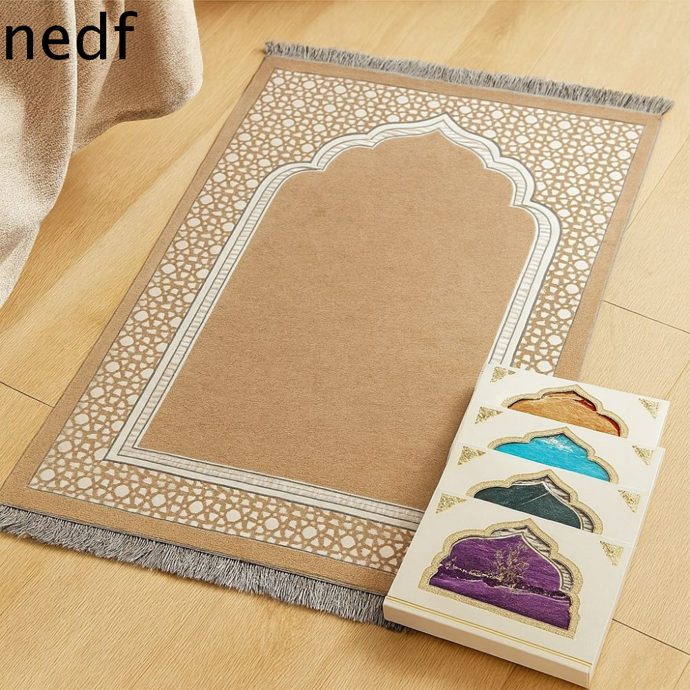 Imagem NEDFS Tapete De Oração Muçulmano , Conjunto De Dobrável De 70x110cm , Com Contas , Cobertor De Adoração Antiderrapante